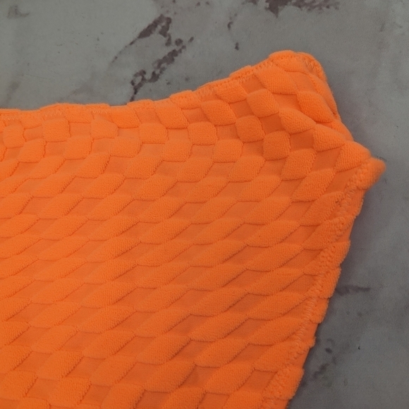 Good American Swim Bottom Women 2 Medium Orange Jacquard High Rise Good Cheeky - Picture 8 of 12
